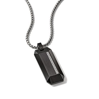 Bulova Men's Precisionist Stainless Steel Diamond Accent Dog Tag Necklace