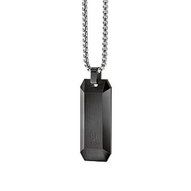 Bulova Men's Precisionist Stainless Steel Diamond Accent Dog Tag Necklace