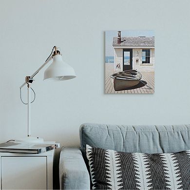 Stupell Home Decor Boat On Boardwalk Coastal Boathouse Wall Art