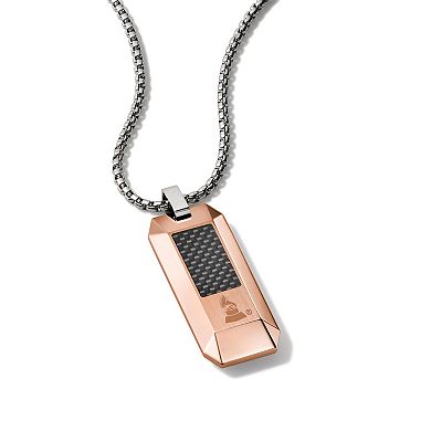 Bulova Men's Latin Grammy Rose Gold Stainless Steel Dog Tag Necklace