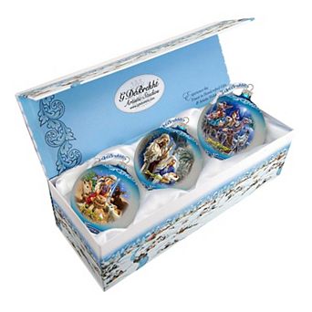 G.Debrekht Holy Night Glass Ornament Set of 3 by D. Gelsinger DecorNativity Holiday Decor - 73748-S3-DG