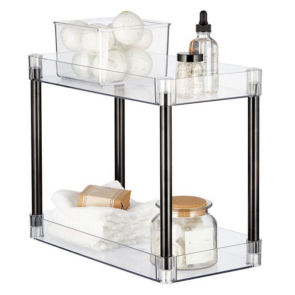 mDesign Slim 2Tier Household Stackable Storage Shelf Organizer