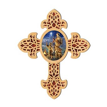 G.Debrekht Starlight Shepherd Pointy Wooden Cross by D. Gelsinger Inspirational Icon Decor - 88387-DG
