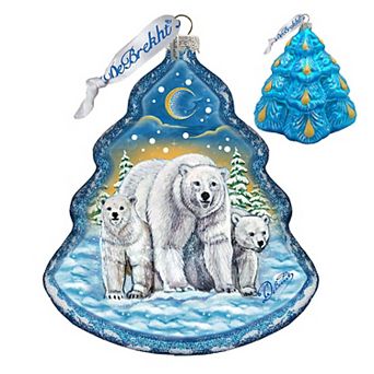 G.Debrekht Fatherly Love Polar Bear Tree Glass Ornament by G. DeBrekht DecorWildlife Holiday Decor - 762-025