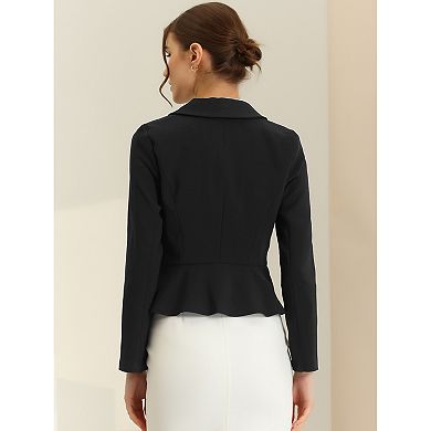 Women's Lapel Long Sleeve Ruffle Hem Work Office Short Blazer