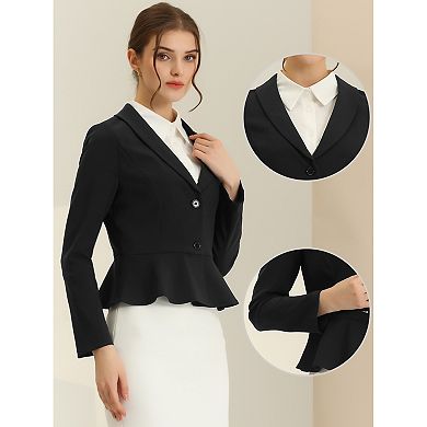 Women's Lapel Long Sleeve Ruffle Hem Work Office Short Blazer