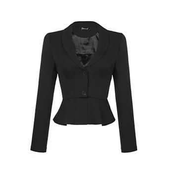Women's Lapel Long Sleeve Ruffle Hem Work Office Short Blazer
