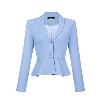 Women's Lapel Long Sleeve Ruffle Hem Work Office Short Blazer