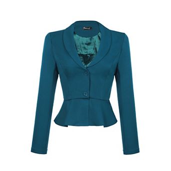 Women's Lapel Long Sleeve Ruffle Hem Work Office Short Blazer