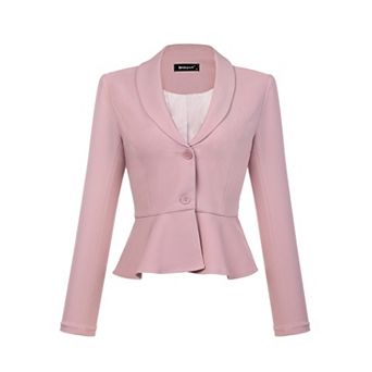 Women's Lapel Long Sleeve Ruffle Hem Work Office Short Blazer