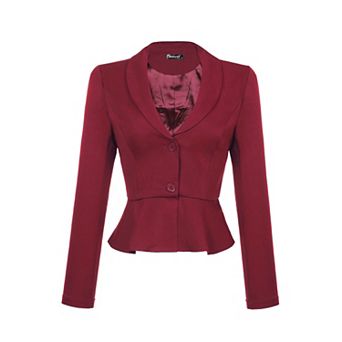 Women's Lapel Long Sleeve Ruffle Hem Work Office Short Blazer