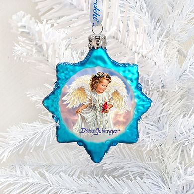 Designocracy Angel with Cardinal Mercury Glass Ornament by D. Gelsinger Nativity Holiday Decor