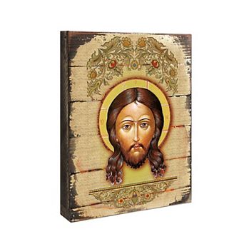 G.Debrekht The Holy Face Wooden Gold Plated Religious Orthodox Sacred Icon Inspirational Icon Décor