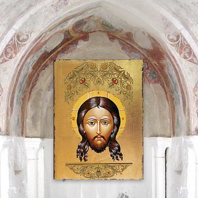 G.Debrekht The Holy Face Wooden Gold Plated Religious Orthodox Sacred Icon Inspirational Icon Décor