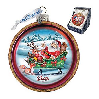 G.Debrekht Joyful Sleigh Ride Cut Ball Glass Ornament by G. DeBrekht Decor Christmas Decor - 764-004