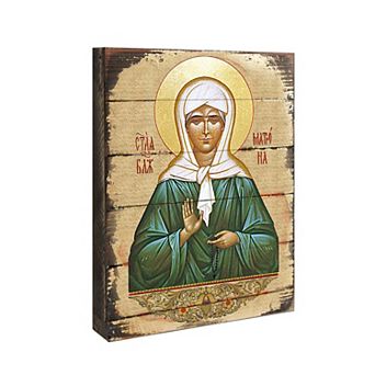 G.Debrekht Matrona Wooden Gold Plated Religious Christian Sacred Icon Inspirational Icon Décor