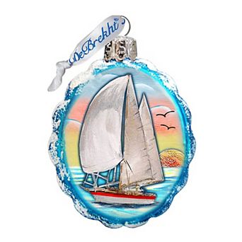Designocracy Flower Sailboat Mercury Glass Ornament by G. DeBrekht Wildlife Holiday Decor