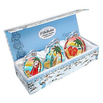 Designocracy Christmas In July Mercury Glass Ornaments Set of 3 by G. DeBrekht Coastal Holiday Decor