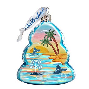 Designocracy Whale at The Palms Mercury Glass Ornament by G. DeBrekht Coastal Holiday Decor