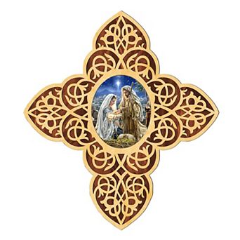 G.Debrekht Holy Family Filigree Wooden Cross by D. Gelsinger Inspirational Icon Decor - 88483-DG