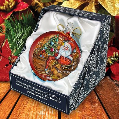 Santa on the Road Glass Ornament Limited Edition by G. DeBrekht