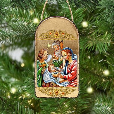 G.Debrekht Nativity with Angel Religious Christian Sacred Icon Ornament Inspirational Icon Decor