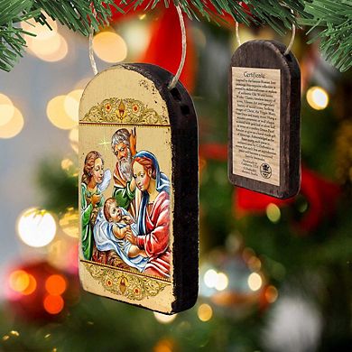 G.Debrekht Nativity with Angel Religious Christian Sacred Icon Ornament Inspirational Icon Decor