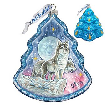 G.Debrekht Howling at The Moon Wolves Glass Ornament by G. DeBrekht DecorWildlife Holiday Decor - 762-024