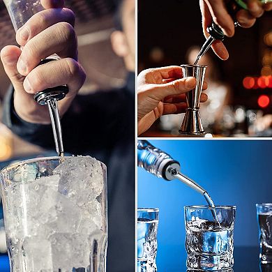 Zulay Kitchen 6 Pack Stainless Steel Liquor Pourers with Rubber Dust Caps