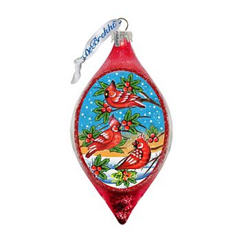 G.Debrekht Cardinal Friends Drop Glass Ornament by G. DeBrekht Decor Christmas Decor - 757-037