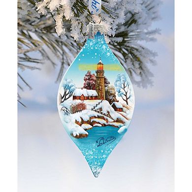 G.Debrekht Lighthouse Drop Glass Ornament by G. DeBrekht DecorCoastal Holiday Decor - 74177