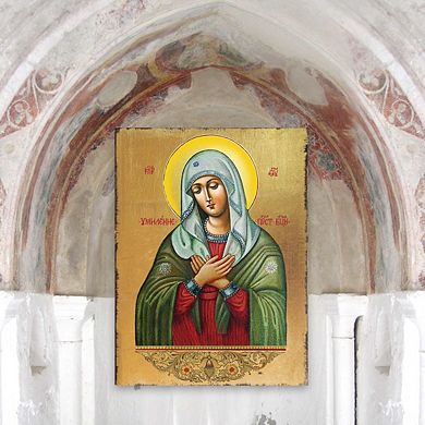 G.Debrekht Tenderness Mother of God Wooden Gold Plated Religious Orthodox Sacred Icon Inspirational Icon Décor