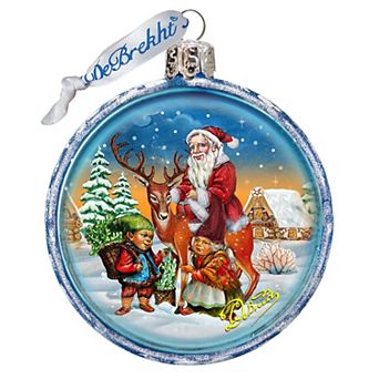 G.Debrekht Santa With Elves Glass Christmas Ornament by G. DeBrekht Christmas Decor - 73353C