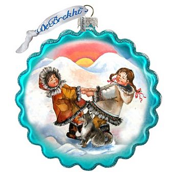 G.Debrekht Alaska Kidsâ€™ Wreath Glass Ornament by G. DeBrekht DecorWildlife Holiday Decor - 759-037