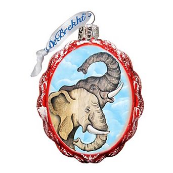 Designocracy Elephant Mercury Glass Ornament by G. DeBrekht Wildlife Holiday Decor
