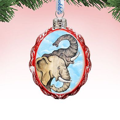 Designocracy Elephant Mercury Glass Ornament by G. DeBrekht Wildlife Holiday Decor