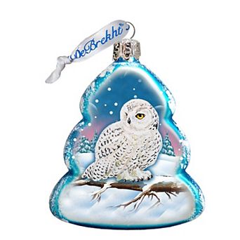 Designocracy White Owl Mercury Glass Ornament by G. DeBrekht Wildlife Holiday Decor