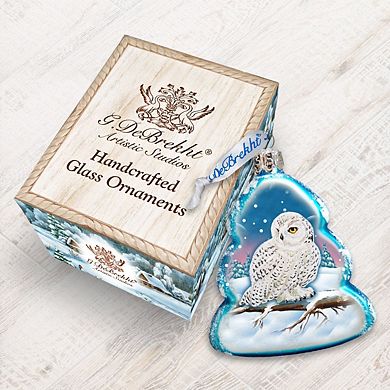 Designocracy White Owl Mercury Glass Ornament by G. DeBrekht Wildlife Holiday Decor