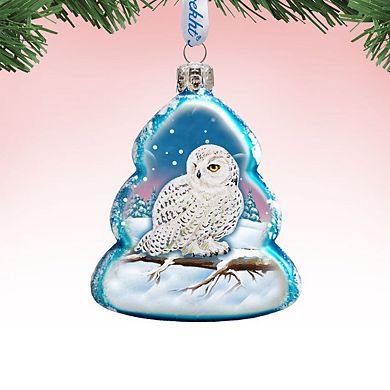 Designocracy White Owl Mercury Glass Ornament by G. DeBrekht Wildlife Holiday Decor