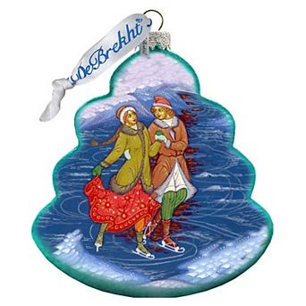 G.Debrekht Palekh Skating Couple Glass Ornament by G. DeBrekht Decor Christmas Decor - 762-022