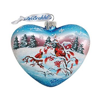 G.Debrekht Winter Birds Heart Glass Christmas Ornament by G. DeBrekht Decor Christmas Decor - 73152