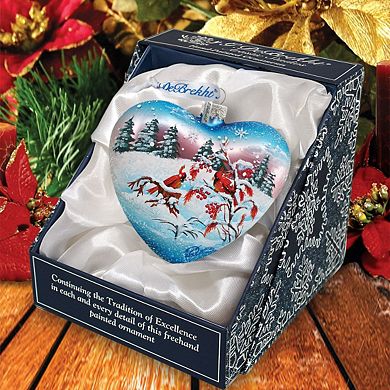 G.Debrekht Winter Birds Heart Glass Christmas Ornament by G. DeBrekht Decor Christmas Decor - 73152