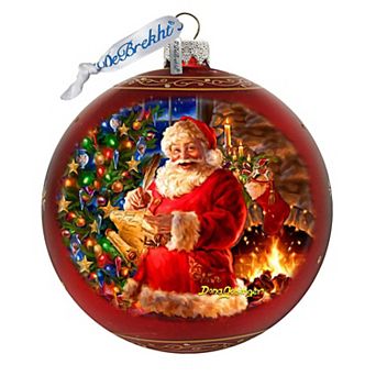 Wish List Santa Lg Glass Ornament in Red by Gelsinger
