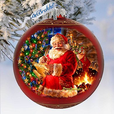 Wish List Santa Lg Glass Ornament in Red by Gelsinger