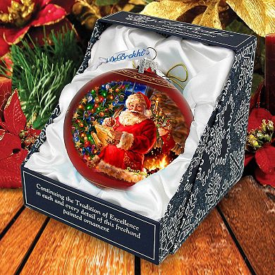 Wish List Santa Lg Glass Ornament in Red by Gelsinger
