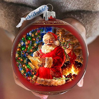 Wish List Santa Lg Glass Ornament in Red by Gelsinger