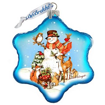 G.Debrekht Night Forest Snowman Glass Ornament by Susan Winget Christmas Decor - 754-201-SW