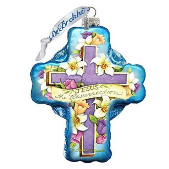 G.Debrekht Resurrection Cross Glass Ornament by Susan Winget DecorNativity Holiday Decor - 758-303-SW