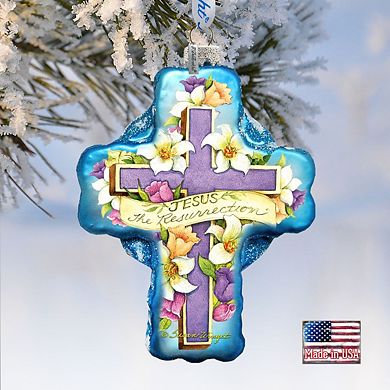 G.Debrekht Resurrection Cross Glass Ornament by Susan Winget DecorNativity Holiday Decor - 758-303-SW