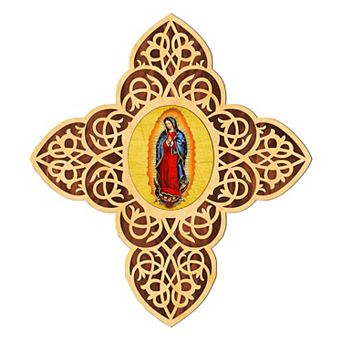 G.Debrekht Lady of Guadalupe Filigree Wooden Cross by Museum Icons Inspirational Icon Decor - 88432